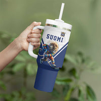 Custom Finland Ice Hockey Lion Mascot Tumbler With Handle Sporty Style Come on Leijonat