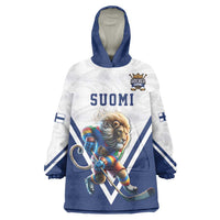 Custom Finland Ice Hockey Lion Mascot Wearable Blanket Hoodie Sporty Style Come on Leijonat
