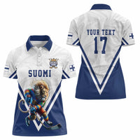 Custom Finland Ice Hockey Lion Mascot Women Polo Shirt Sporty Style Come on Leijonat
