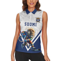 Custom Finland Ice Hockey Lion Mascot Women Sleeveless Polo Shirt Sporty Style Come on Leijonat