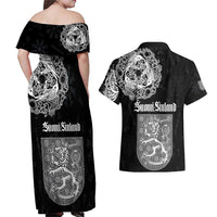Finland Vikings Culture Couples Matching Off Shoulder Maxi Dress and Hawaiian Shirt Suomi Viking Ships