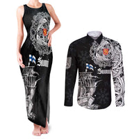 Finland Vikings Culture Couples Matching Tank Maxi Dress and Long Sleeve Button Shirt Suomi Viking Ships