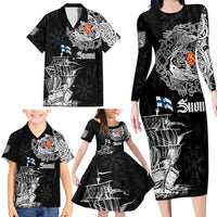 Finland Vikings Culture Family Matching Long Sleeve Bodycon Dress and Hawaiian Shirt Suomi Viking Ships