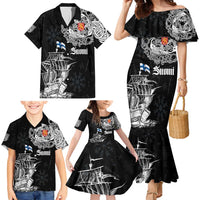 Finland Vikings Culture Family Matching Mermaid Dress and Hawaiian Shirt Suomi Viking Ships