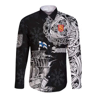 Finland Vikings Culture Long Sleeve Button Shirt Suomi Viking Ships