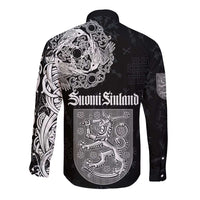 Finland Vikings Culture Long Sleeve Button Shirt Suomi Viking Ships