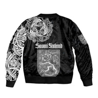 Finland Vikings Culture Sleeve Zip Bomber Jacket Suomi Viking Ships
