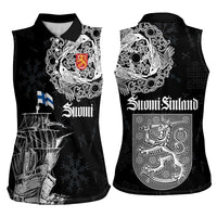Finland Vikings Culture Women Sleeveless Polo Shirt Suomi Viking Ships