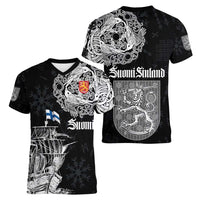 Finland Vikings Culture Women V-Neck T-Shirt Suomi Viking Ships