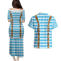 Germany Oktoberfest Couples Matching Puletasi and Hawaiian Shirt Lederhosen Costume