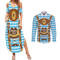 Germany Oktoberfest Couples Matching Summer Maxi Dress and Long Sleeve Button Shirt Lederhosen Costume