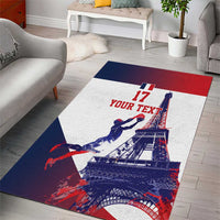 Custom France Basketball Area Rug Eiffel Tower Sporty Style