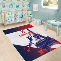 Custom France Basketball Area Rug Eiffel Tower Sporty Style