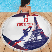Custom France Basketball Beach Blanket Eiffel Tower Sporty Style