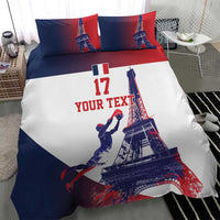 Custom France Basketball Bedding Set Eiffel Tower Sporty Style