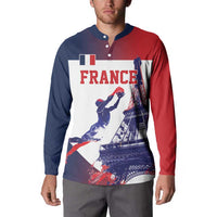 Custom France Basketball Button Sweatshirt Eiffel Tower Sporty Style