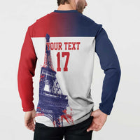 Custom France Basketball Button Sweatshirt Eiffel Tower Sporty Style
