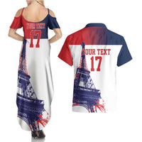 Custom France Basketball Couples Matching Summer Maxi Dress and Hawaiian Shirt Eiffel Tower Sporty Style