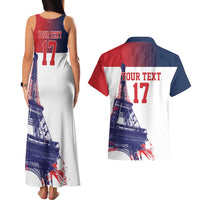 Custom France Basketball Couples Matching Tank Maxi Dress and Hawaiian Shirt Eiffel Tower Sporty Style