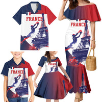 Custom France Basketball Family Matching Mermaid Dress and Hawaiian Shirt Eiffel Tower Sporty Style