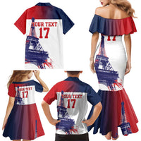 Custom France Basketball Family Matching Mermaid Dress and Hawaiian Shirt Eiffel Tower Sporty Style