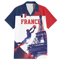 Custom France Basketball Family Matching Off Shoulder Short Dress and Hawaiian Shirt Eiffel Tower Sporty Style