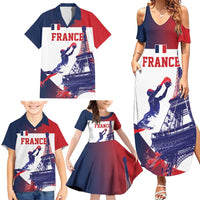 Custom France Basketball Family Matching Summer Maxi Dress and Hawaiian Shirt Eiffel Tower Sporty Style