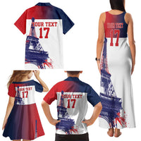 Custom France Basketball Family Matching Tank Maxi Dress and Hawaiian Shirt Eiffel Tower Sporty Style