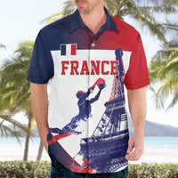 Custom France Basketball Hawaiian Shirt Eiffel Tower Sporty Style