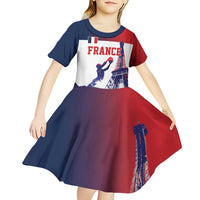 Custom France Basketball Kid Short Sleeve Dress Eiffel Tower Sporty Style
