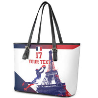 Custom France Basketball Leather Tote Bag Eiffel Tower Sporty Style