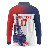 Custom France Basketball Long Sleeve Polo Shirt Eiffel Tower Sporty Style