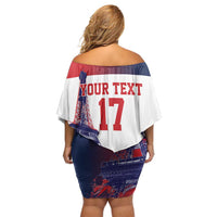 Custom France Basketball Off Shoulder Short Dress Eiffel Tower Sporty Style