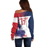 Custom France Basketball Off Shoulder Sweater Eiffel Tower Sporty Style