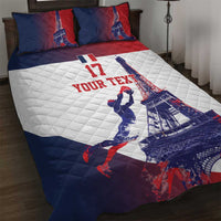 Custom France Basketball Quilt Bed Set Eiffel Tower Sporty Style