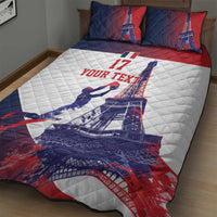 Custom France Basketball Quilt Bed Set Eiffel Tower Sporty Style