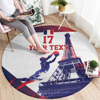 Custom France Basketball Round Carpet Eiffel Tower Sporty Style