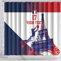 Custom France Basketball Shower Curtain Eiffel Tower Sporty Style