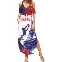 Custom France Basketball Summer Maxi Dress Eiffel Tower Sporty Style