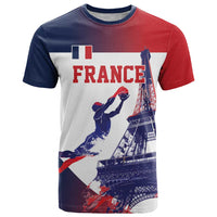 Custom France Basketball T Shirt Eiffel Tower Sporty Style