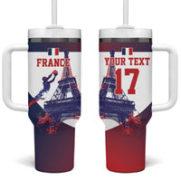 Custom France Basketball Tumbler With Handle Eiffel Tower Sporty Style