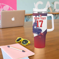 Custom France Basketball Tumbler With Handle Eiffel Tower Sporty Style