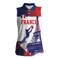 Custom France Basketball Women Sleeveless Polo Shirt Eiffel Tower Sporty Style