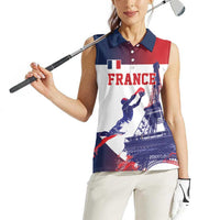 Custom France Basketball Women Sleeveless Polo Shirt Eiffel Tower Sporty Style