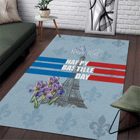 Personalized Fance Le 14 Juillet Area Rug Eiffel Tower with Iris Flower