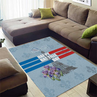 Personalized Fance Le 14 Juillet Area Rug Eiffel Tower with Iris Flower