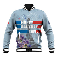 Personalized Fance Le 14 Juillet Baseball Jacket Eiffel Tower with Iris Flower