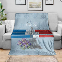 Personalized Fance Le 14 Juillet Blanket Eiffel Tower with Iris Flower