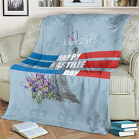 Personalized Fance Le 14 Juillet Blanket Eiffel Tower with Iris Flower