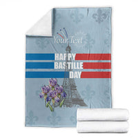 Personalized Fance Le 14 Juillet Blanket Eiffel Tower with Iris Flower
